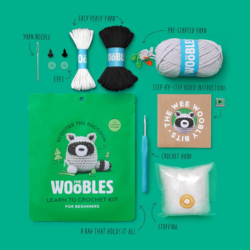 Alternative view of Scooter the Raccoon Crochet Kit