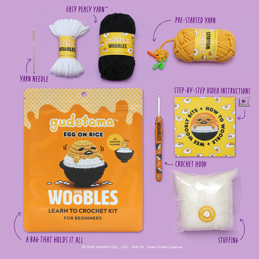 Gudetama Egg on Rice Crochet Kit - Image 3
